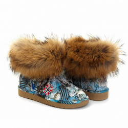 Ugg Fox Fur Travel Blue