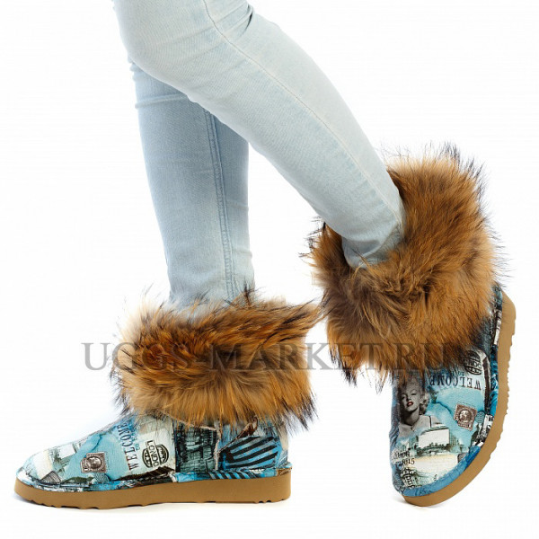 Ugg Fox Fur Travel Blue