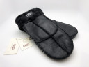 Варежки UGG с меховой манжетой Черные глянцевые