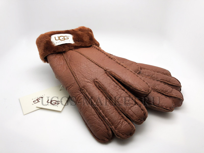 Перчатки UGG с манжетом коричневые