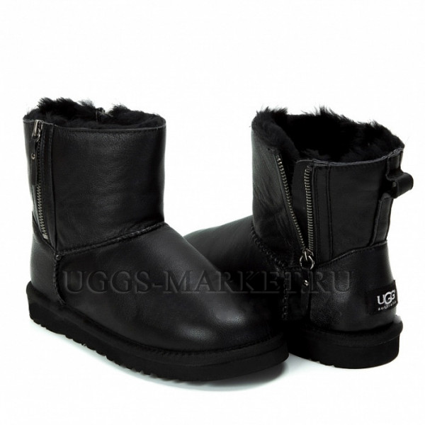 Ugg Mini Double Zip Metallic Black