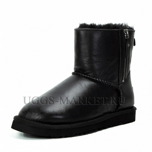 Ugg Mini Double Zip Metallic Black