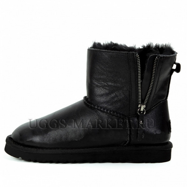 Ugg Mini Double Zip Metallic Black
