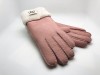 Перчатки UGG с белым манжетом розовые