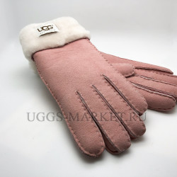 Перчатки UGG с белым манжетом розовые