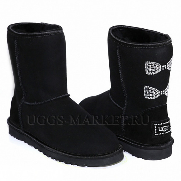 Ugg Classic Short Crystal Bow Black