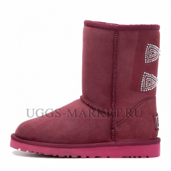 Ugg Classic Short Crystal Bow Bordo