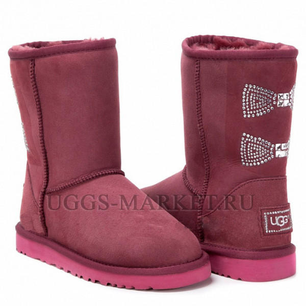 Ugg Classic Short Crystal Bow Bordo