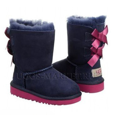 Ugg Kids Bailey Bow Navy Pink