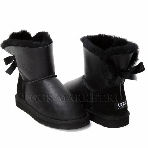 Ugg Mini Bailey Bow Metallic Black