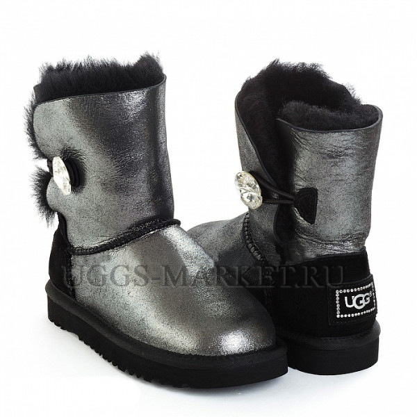 Ugg Kids Bailey Button Bling Glitter Black