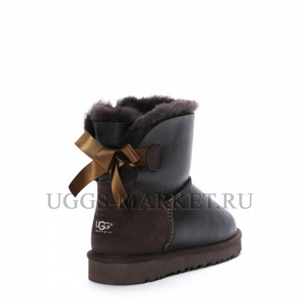 Ugg Mini Bailey Bow Metallic Chocolate