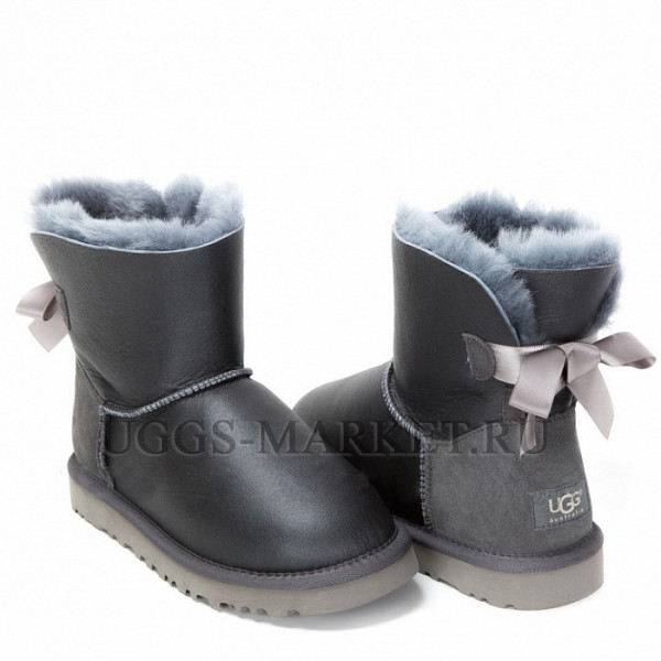 Ugg Mini Bailey Bow Metallic Grey