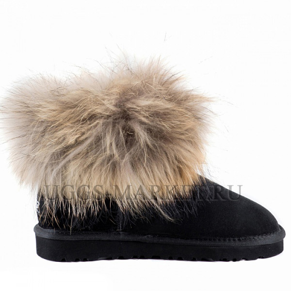 Ugg Fox Fur Mini Black
