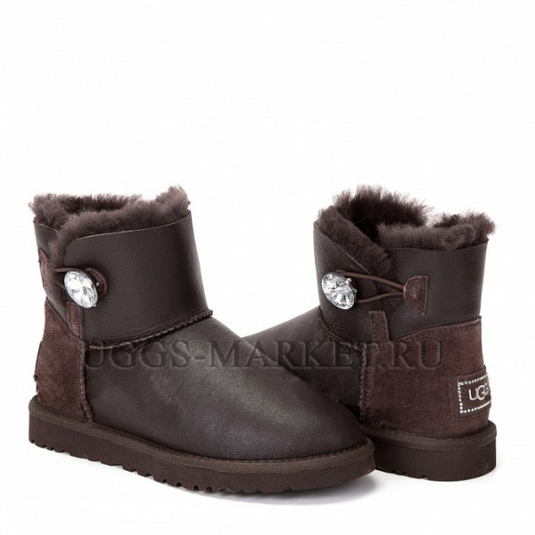 Ugg Bailey Button Mini Bling Metallic Chocolate