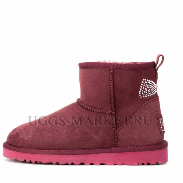 Ugg Classic Mini Crystal Bow Bordo