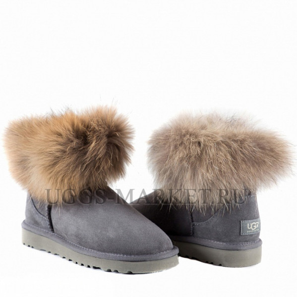 Ugg Fox Fur Mini Grey