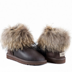 Ugg Fox Fur Mini Metallic Chocolate