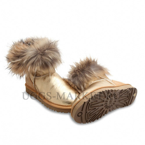 Ugg Fox Fur Mini Metallic Gold