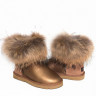Ugg Fox Fur Mini Metallic Gold Bronze