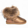 Ugg Fox Fur Mini Metallic Gold Bronze