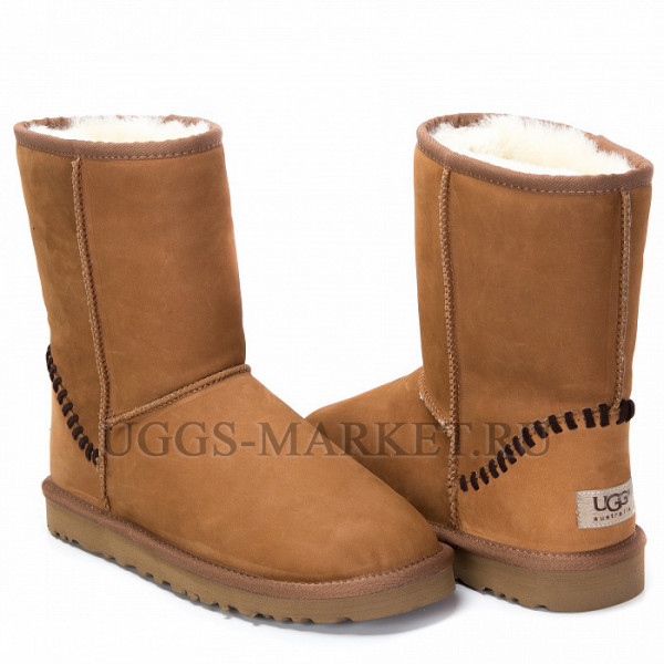 Ugg Mens Classic Short Deco Leather Chestnut