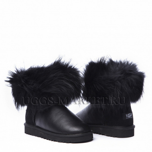 Ugg Fox Fur Mini Metallic Ultra Black