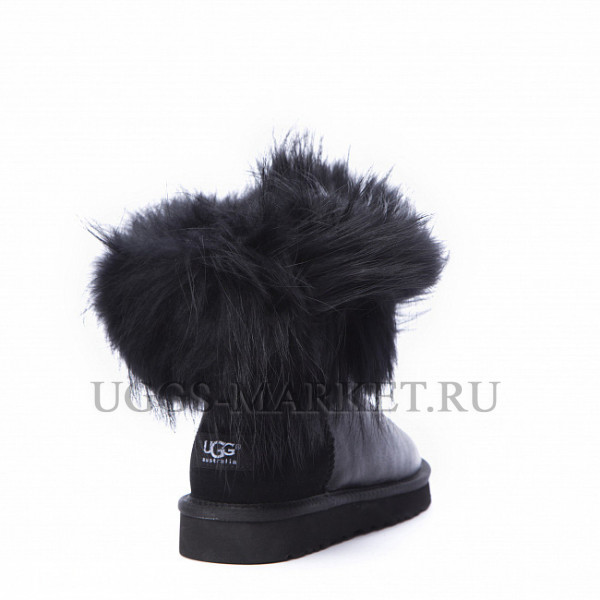 Ugg Fox Fur Mini Metallic Ultra Black