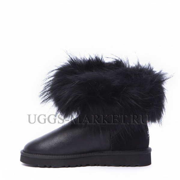 Ugg Fox Fur Mini Metallic Ultra Black