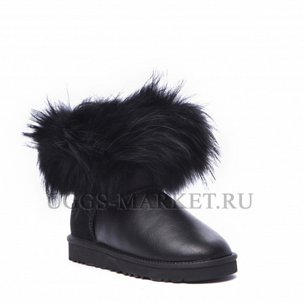 Ugg Fox Fur Mini Metallic Ultra Black