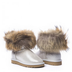 Ugg Fox Fur Mini Metallic White