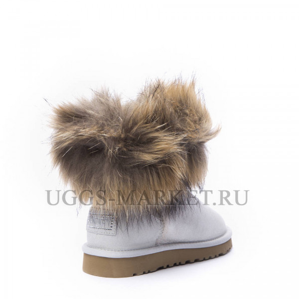 Ugg Fox Fur Mini Metallic White