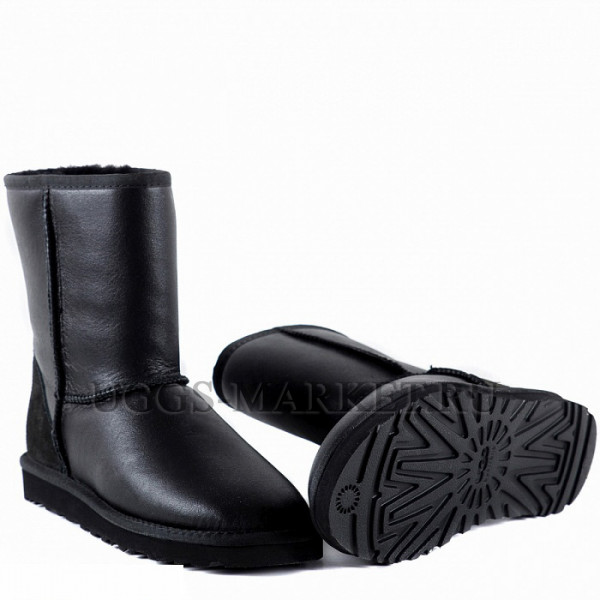 Ugg Mens Classic Short Metallic Black